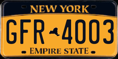NY license plate GFR4003