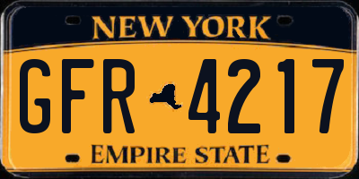 NY license plate GFR4217