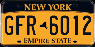 NY license plate GFR6012