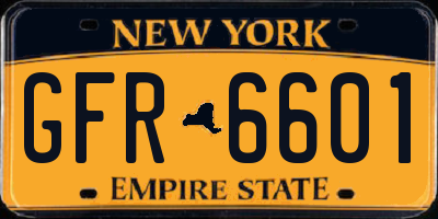 NY license plate GFR6601