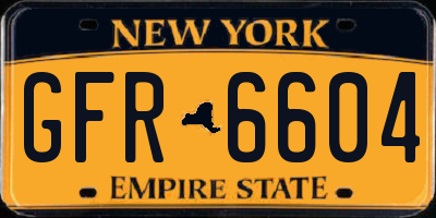 NY license plate GFR6604