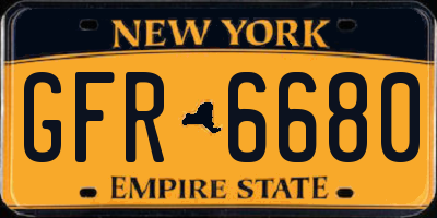 NY license plate GFR6680