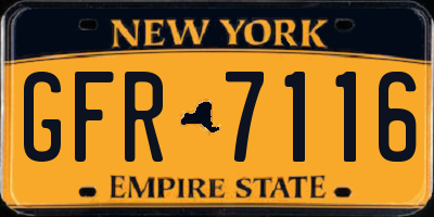 NY license plate GFR7116