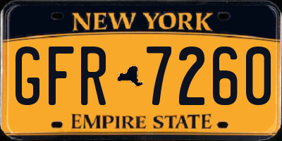 NY license plate GFR7260