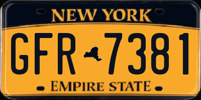 NY license plate GFR7381