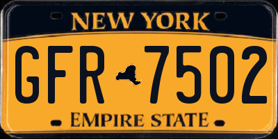 NY license plate GFR7502