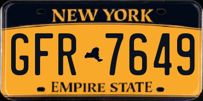 NY license plate GFR7649