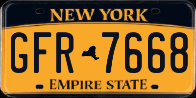 NY license plate GFR7668