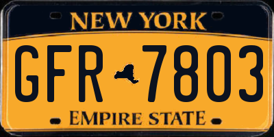 NY license plate GFR7803