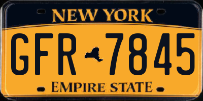 NY license plate GFR7845