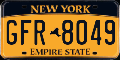 NY license plate GFR8049