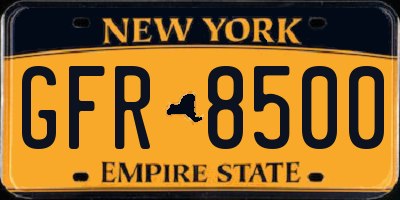 NY license plate GFR8500