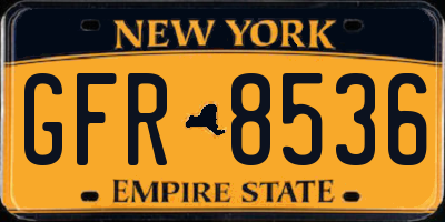NY license plate GFR8536