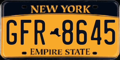 NY license plate GFR8645