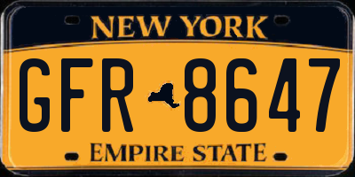 NY license plate GFR8647