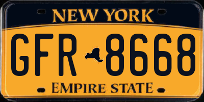 NY license plate GFR8668