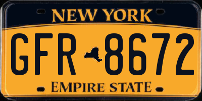 NY license plate GFR8672