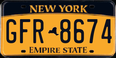 NY license plate GFR8674
