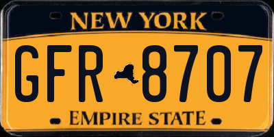 NY license plate GFR8707