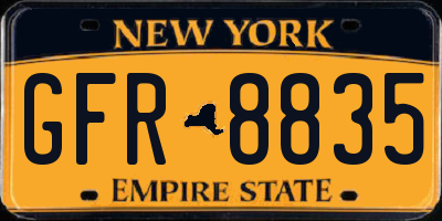 NY license plate GFR8835