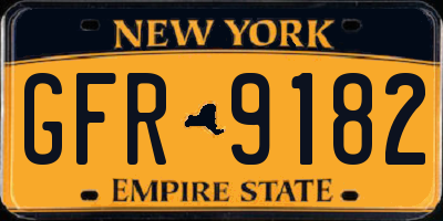 NY license plate GFR9182