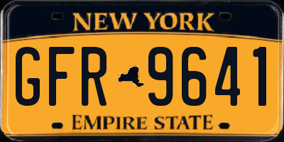 NY license plate GFR9641