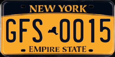 NY license plate GFS0015