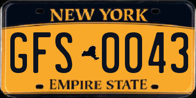 NY license plate GFS0043