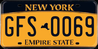 NY license plate GFS0069