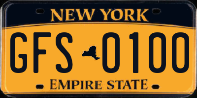 NY license plate GFS0100