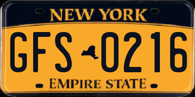 NY license plate GFS0216