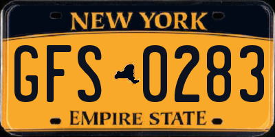 NY license plate GFS0283