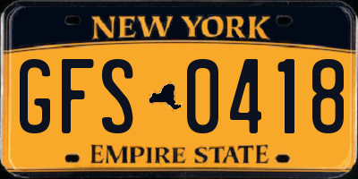 NY license plate GFS0418