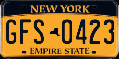 NY license plate GFS0423