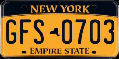 NY license plate GFS0703