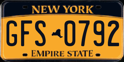 NY license plate GFS0792
