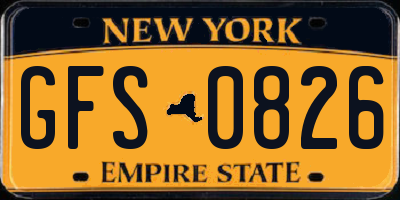 NY license plate GFS0826