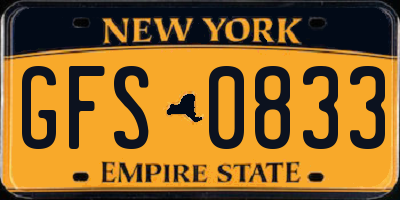 NY license plate GFS0833
