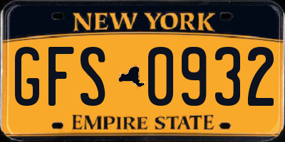 NY license plate GFS0932