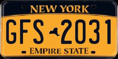 NY license plate GFS2031