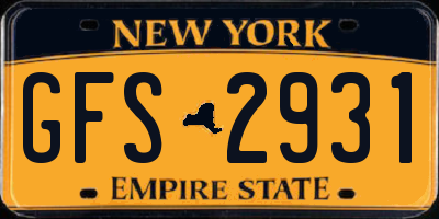 NY license plate GFS2931