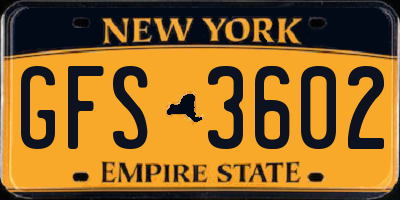 NY license plate GFS3602