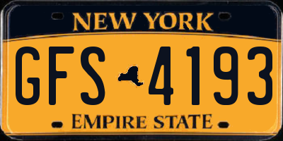 NY license plate GFS4193