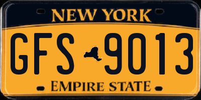 NY license plate GFS9013