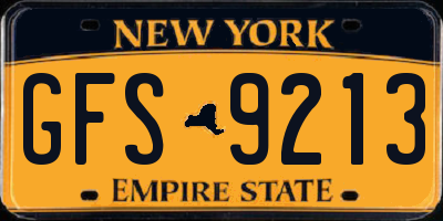 NY license plate GFS9213