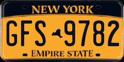 NY license plate GFS9782