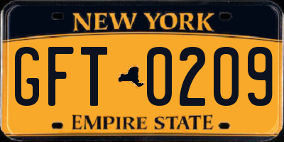 NY license plate GFT0209