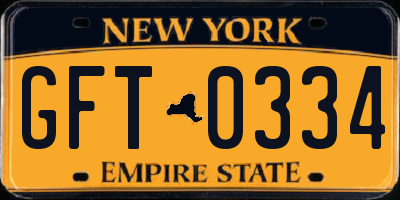 NY license plate GFT0334