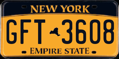 NY license plate GFT3608