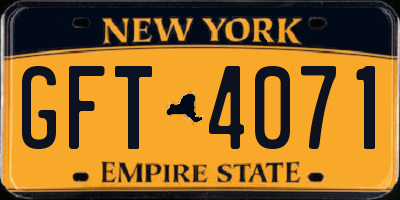 NY license plate GFT4071